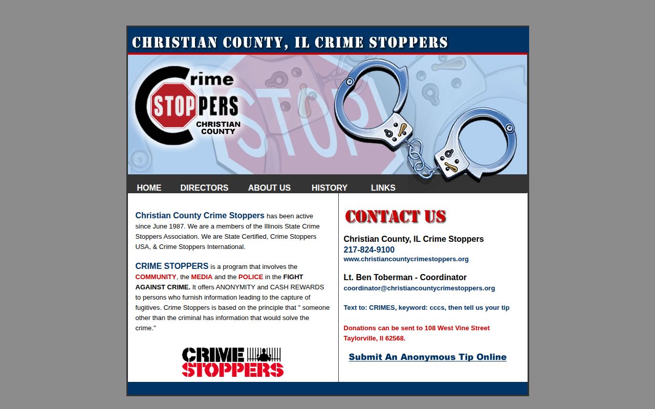 Christian County Crime Stoppers anonymous tip and fugitive information source