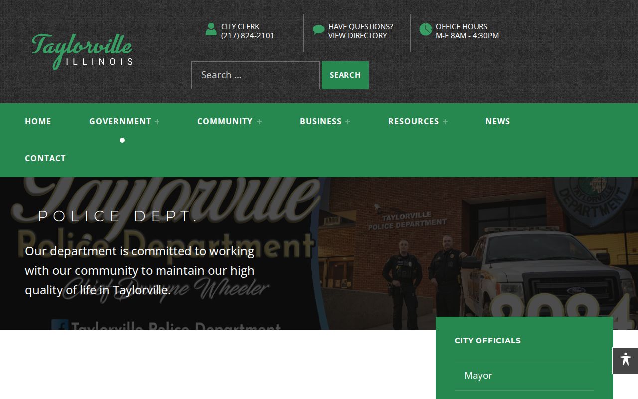 Taylorville Police Department official source for city arrest records
